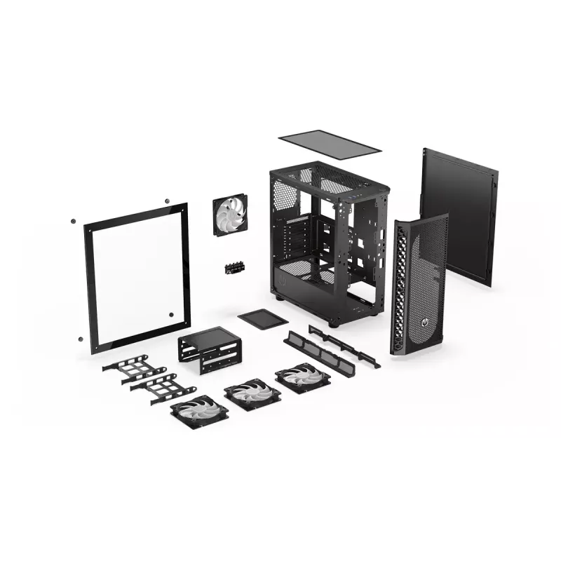 Korpusas ENDORFY Signum 300 ARGB Tower Black — ATX, grūdintas stiklas, ARGB apšvietimas, palaiko GPU 350mm, aušintuvo aukštis 161mm