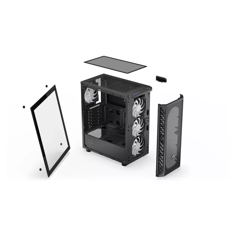 Korpusas ENDORFY Signum 300 ARGB Tower Black — ATX, grūdintas stiklas, ARGB apšvietimas, palaiko GPU 350mm, aušintuvo aukštis 161mm