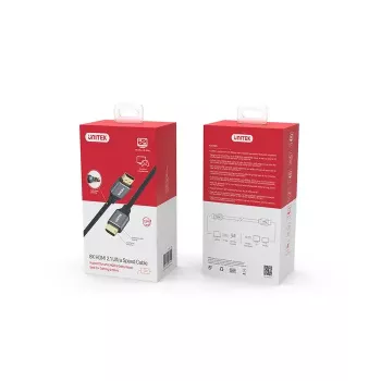 HDMI kabelis Unitek C140W 5 m — HDMI A tipo į A tipą, HDMI 2.1, 48 Gbit/s, 120 Hz, juodas