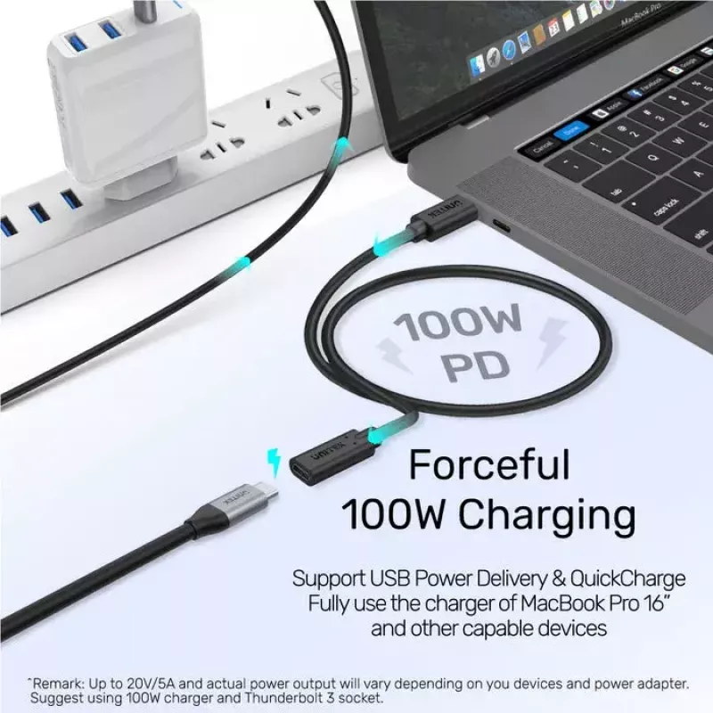 USB-C prailginimo laidas Unitek C14086BK-1.5M — USB 3.2 Gen 2, 10 Gbit/s, 5 m, juodas
