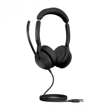 Ausinės Jabra Evolve2 50 - USB-A MS Stereo, laidinės, biurui/skambučių centrui, 20 - 20000 Hz, 127 g, juodos