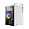 Korpusas AEROCOOL PGS CS-109-G-WT-v1 Mini Tower SPCC baltas — microATX, iki 26 cm GPU, FRGB, tinklelinis priekis