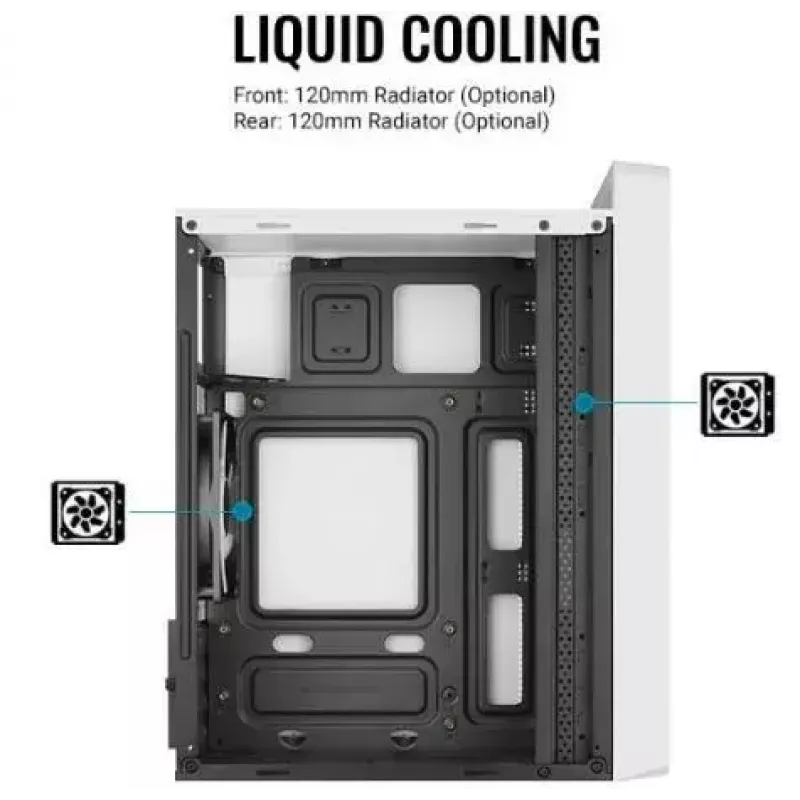 Korpusas AEROCOOL PGS CS-109-G-WT-v1 Mini Tower SPCC baltas — microATX, iki 26 cm GPU, FRGB, tinklelinis priekis