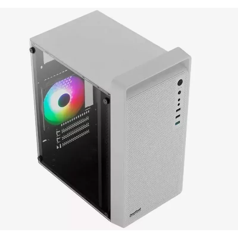 Korpusas AEROCOOL PGS CS-109-G-WT-v1 Mini Tower SPCC baltas — microATX, iki 26 cm GPU, FRGB, tinklelinis priekis