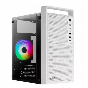 Korpusas AEROCOOL PGS CS-109-G-WT-v1 Mini Tower SPCC baltas — microATX, iki 26 cm GPU, FRGB, tinklelinis priekis