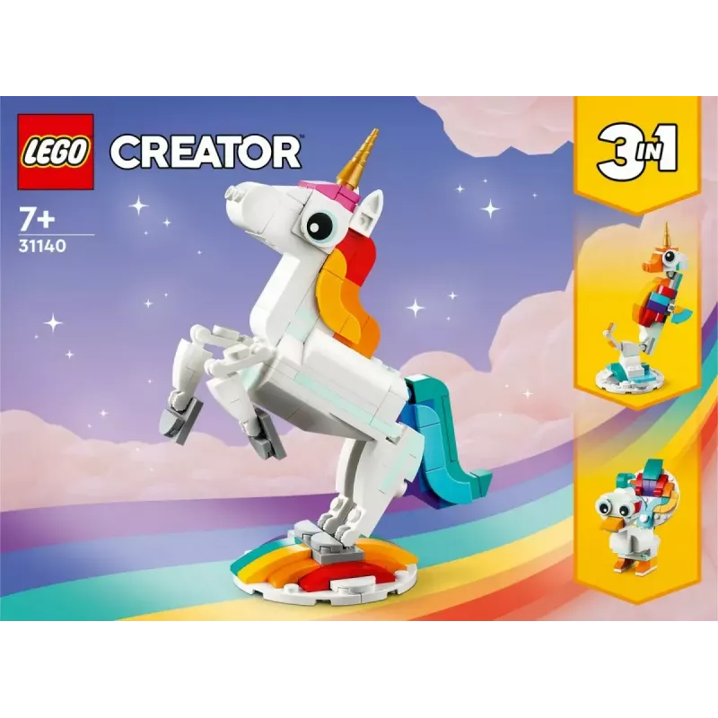 Konstruktorius LEGO Creator 3in1 31140 Stebuklingas vienaragis, 145 dalių, 130 mm aukštis, nuo 7 metų