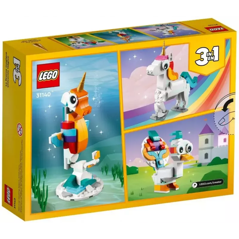 Konstruktorius LEGO Creator 3in1 31140 Stebuklingas vienaragis, 145 dalių, 130 mm aukštis, nuo 7 metų