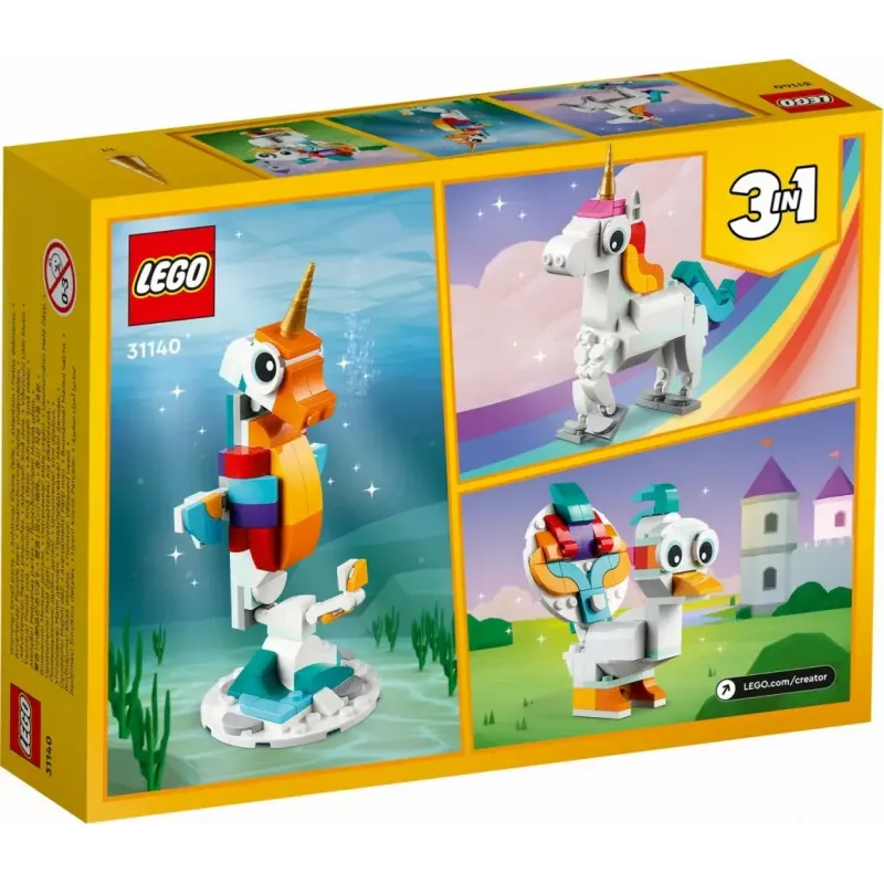 Konstruktorius LEGO Creator 3in1 31140 Stebuklingas vienaragis, 145 dalių, 130 mm aukštis, nuo 7 metų