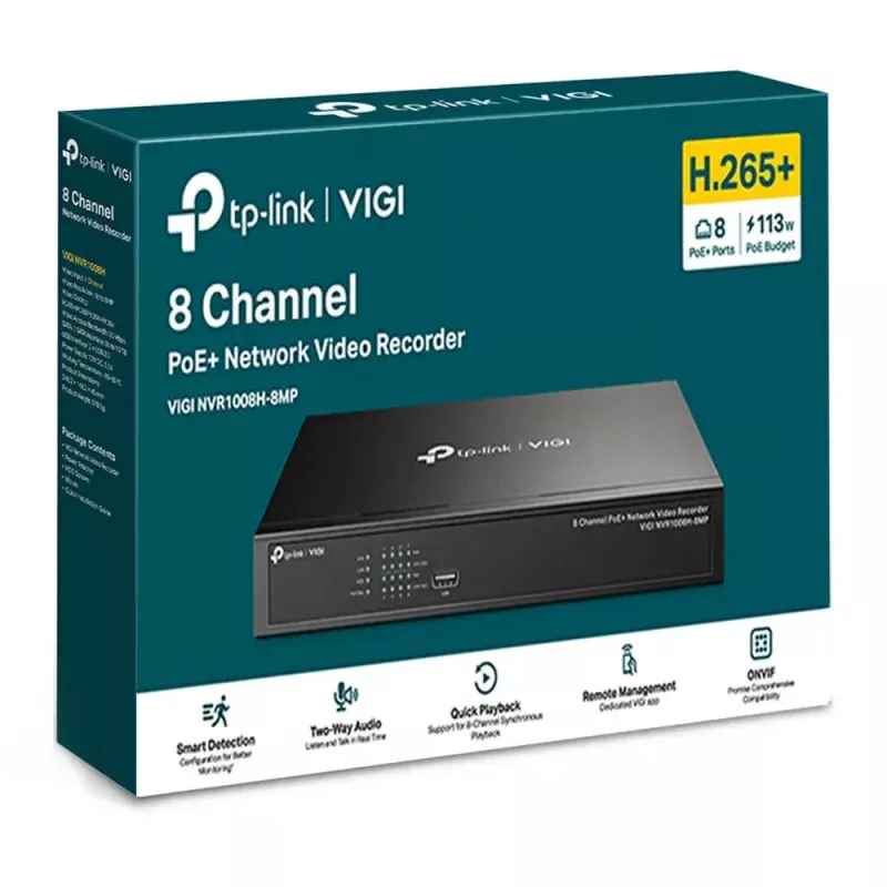 TP-Link VIGI NVR1008H-8MP 8 kanalų PoE+ tinklo vaizdo registratorius