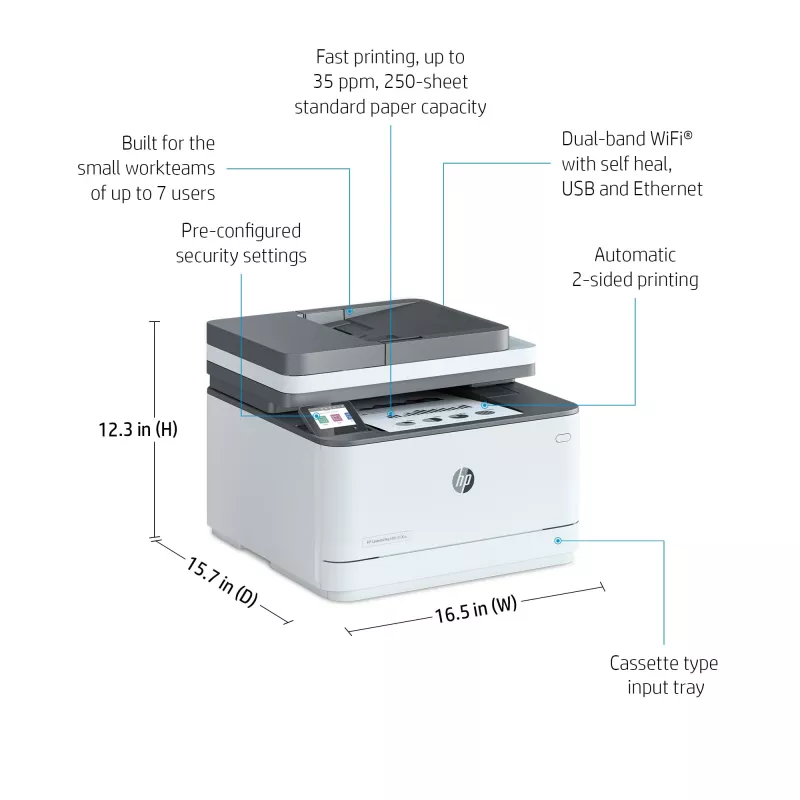 HP LaserJet Pro MFP 3102fdn spausdintuvas, lazerinis, nespalvotas, 1200 x 1200 DPI, A4, tiesioginis spausdinimas, baltas