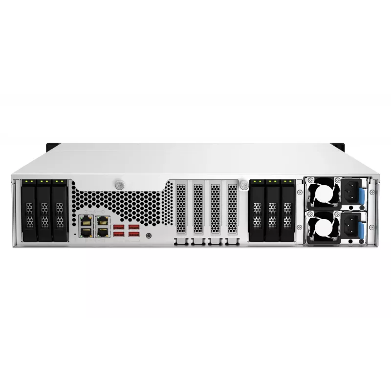 QNAP TS-h1887XU-RP NAS stelažinis (2U) Intel Xeon E E-2334 16 GB DDR4 0 TB QuTS hero juoda, balta