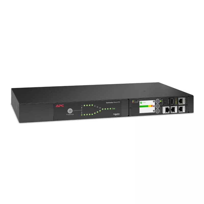 APC automatinis perkėlimo jungiklis AP4423A - (8x) C13 + (1x) C19, 3680W, montuojamas į stelažą, 1U