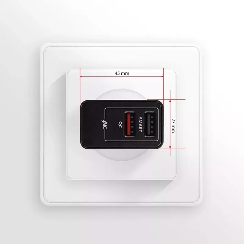 Sieninis įkroviklis AXAGON ACU-QS24 2x USB QC3.0/AFC/FCP + 5V-1,2A 24W