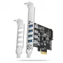 PCIe kortelė Axagon PCEU-43RS – 4x USB 3.2 Gen 1 5 Gbps prievadai, dvigubas maitinimas, Renesas PD720201, SP ir LP