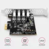 PCIe kortelė Axagon PCEU-43RS – 4x USB 3.2 Gen 1 5 Gbps prievadai, dvigubas maitinimas, Renesas PD720201, SP ir LP