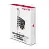 PCIe kortelė Axagon PCEU-43RS – 4x USB 3.2 Gen 1 5 Gbps prievadai, dvigubas maitinimas, Renesas PD720201, SP ir LP