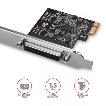 „Axagon PCEA-P1N“ PCIe – 1x lygiagretusis prievadas su SP ir LP adapteriu