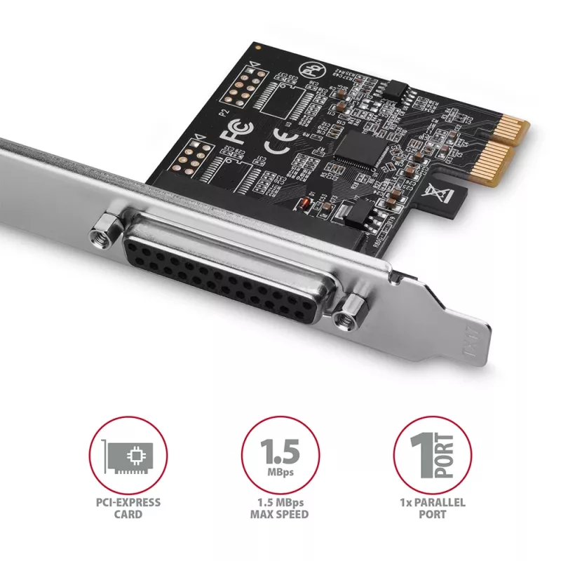 „Axagon PCEA-P1N“ PCIe – 1x lygiagretusis prievadas su SP ir LP adapteriu