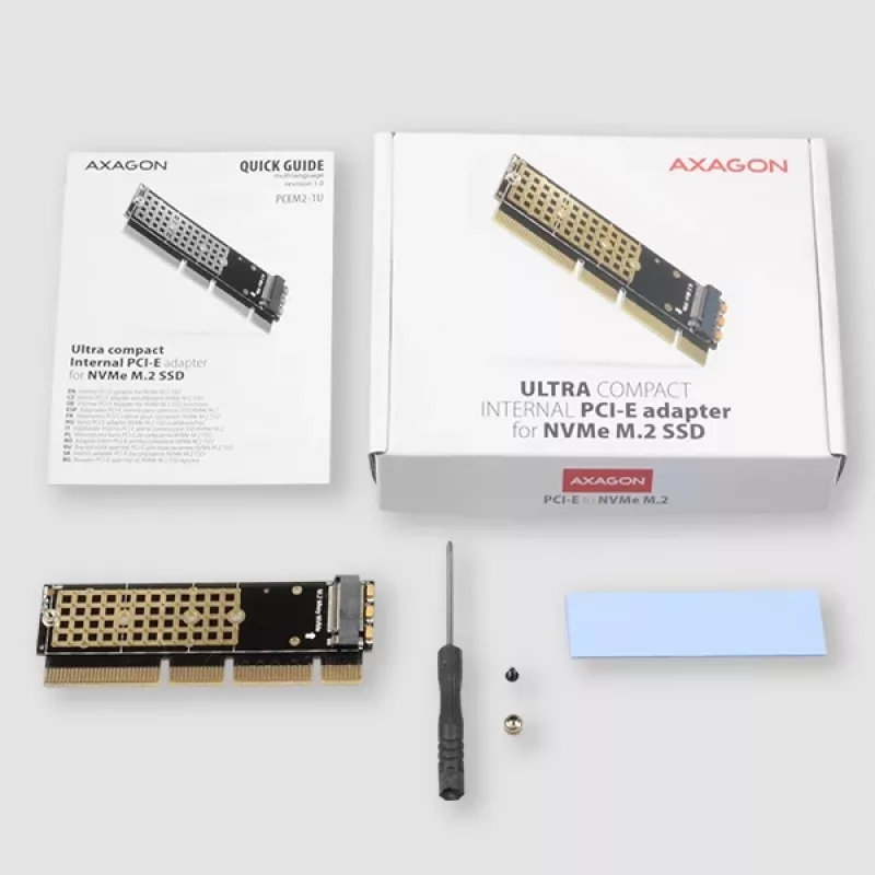 Axagon PCEM2-1U PCIe x16/x8/x4 – M.2 NVMe M-rakto lizdo adapteris 1U