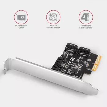 Axagon PCES-SA4X4 PCIe valdiklis - 4x vidiniai SATA 6G prievadai, ASM1164, SP & LP