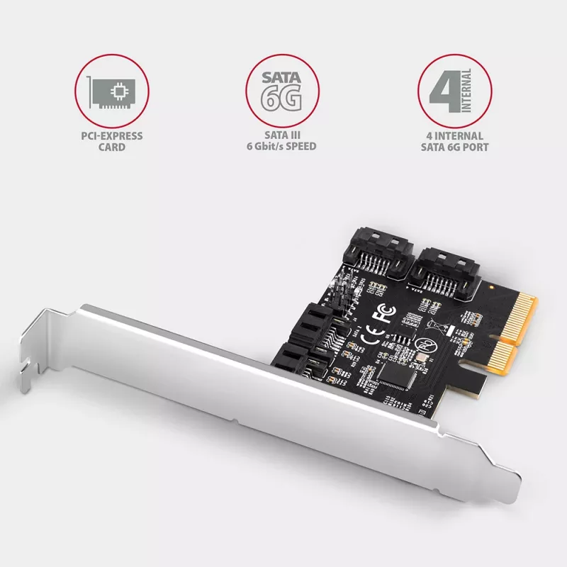 Axagon PCES-SA4X4 PCIe valdiklis - 4x vidiniai SATA 6G prievadai, ASM1164, SP & LP