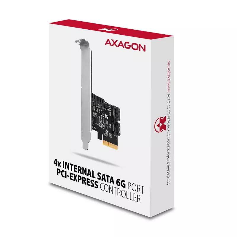 Axagon PCES-SA4X4 PCIe valdiklis - 4x vidiniai SATA 6G prievadai, ASM1164, SP & LP