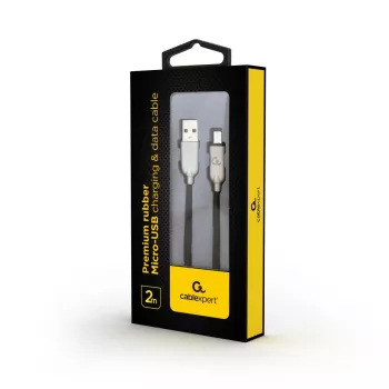 GEMBIRD Premium Rubber Micro-USB Įkrovimo ir Duomenų Laidas 2m - Juodas