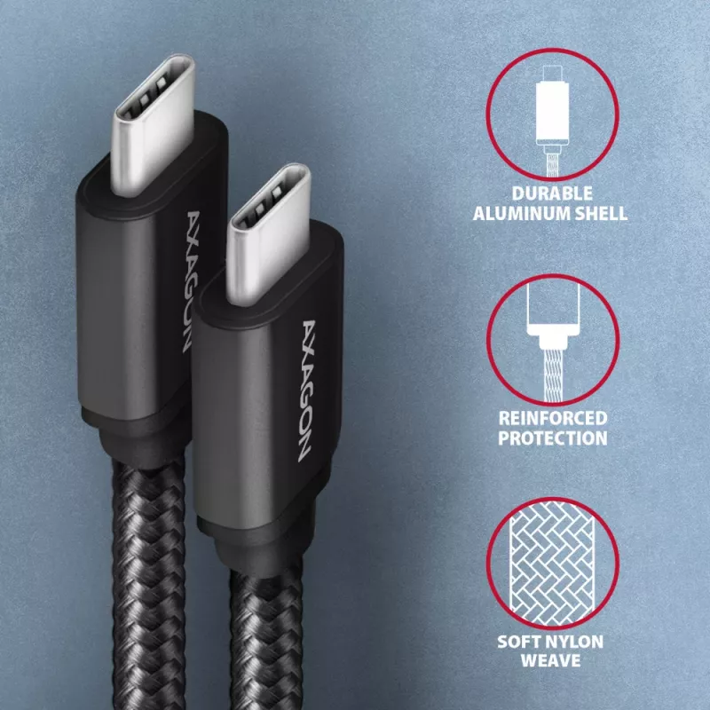 USB-C laidas Axagon BUCM3-CM15AB 1,5 m USB 3.2 Gen 1 juodas