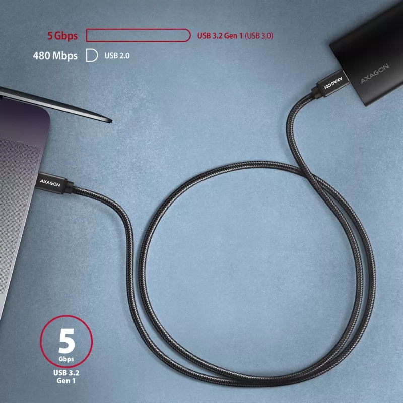 USB-C laidas Axagon BUCM3-CM15AB 1,5 m USB 3.2 Gen 1 juodas