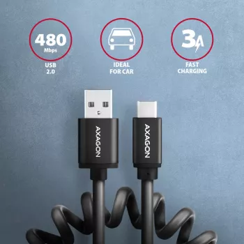 USB kabelis Axagon BUCM-AM10TB USB 2.0 0,6 m USB-C USB-A juodas