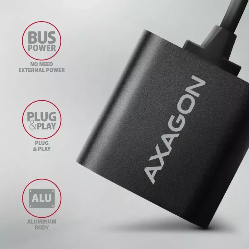 Išorinis USB garso adapteris AXAGON ADA-12 su 1x 3,5 mm lizdu ausinėms ir mikrofonui