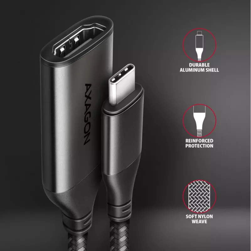 Adapteris Axagon RVC-HI2M USB-C → HDMI 2.0a 4K/60Hz HDR10