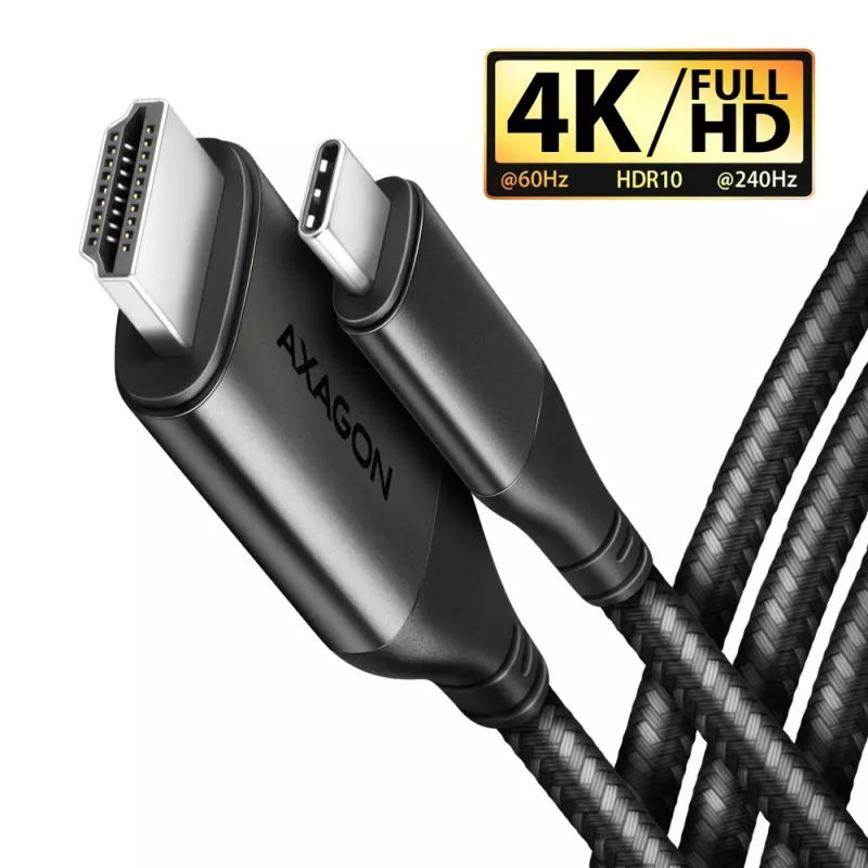 Aktyvus USB-C → HDMI 2.0a laidas Axagon RVC-HI2MC, 1.8 m, 4K/60Hz, HDR10