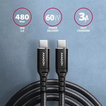 USB-C laidas Axagon BUCM-CM30AB USB 2.0 3 m USB C juodas