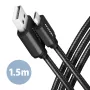 Axagon BUMM-AM15AB USB laidas USB 2.0 1.5 m Micro-USB B USB A Juodas