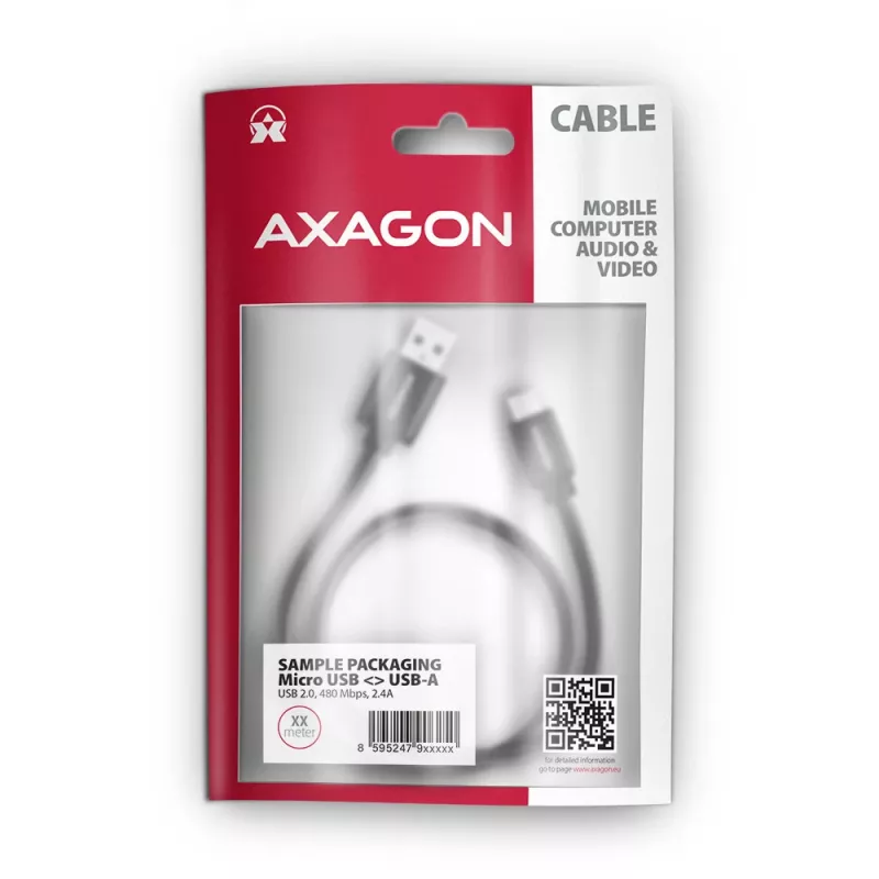Axagon BUMM-AM15AB USB laidas USB 2.0 1.5 m Micro-USB B USB A Juodas