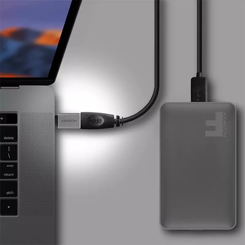 Axagon RUCM-AFA adapter USB-C (kištukas) į USB-A (lizdas), USB 3.2 Gen 2, 3A, ALU