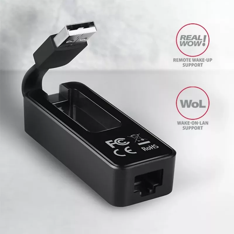 AXAGON ADE-XR USB 2.0 Type-A Fast Ethernet 10/100 adapteris, juodas, 0,023 kg