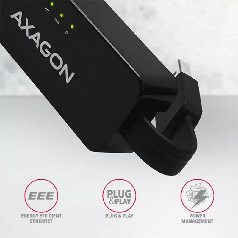 AXAGON ADE-XR USB 2.0 Type-A Fast Ethernet 10/100 adapteris, juodas, 0,023 kg