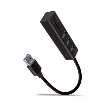 Axagon HMA-CR3A Metalinis USB 3.2 Gen 1 kelių prievadų šakotuvas su trimis USB prievadais ir kortelių skaitytuvu