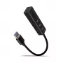Axagon HMA-CR3A Metalinis USB 3.2 Gen 1 kelių prievadų šakotuvas su trimis USB prievadais ir kortelių skaitytuvu
