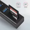 Axagon HMA-CR3A Metalinis USB 3.2 Gen 1 kelių prievadų šakotuvas su trimis USB prievadais ir kortelių skaitytuvu