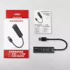 Axagon HMA-CR3A Metalinis USB 3.2 Gen 1 kelių prievadų šakotuvas su trimis USB prievadais ir kortelių skaitytuvu