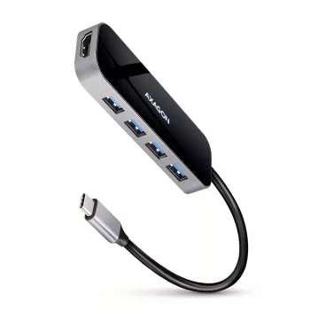 USB-C 3.2 Gen 1 šakotuvas Axagon HMC-6H4A, 4x USB-A, HDMI 4K/30Hz, PD 100W, 20cm USB-C kabelis