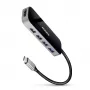 USB-C 3.2 Gen 1 šakotuvas Axagon HMC-6H4A, 4x USB-A, HDMI 4K/30Hz, PD 100W, 20cm USB-C kabelis