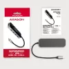 USB-C 3.2 Gen 1 šakotuvas Axagon HMC-6H4A, 4x USB-A, HDMI 4K/30Hz, PD 100W, 20cm USB-C kabelis
