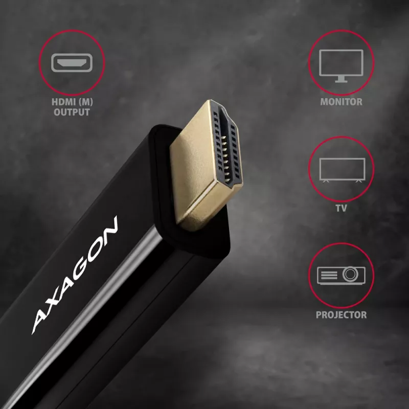 Axagon RVDM-HI14C2 Mini DisplayPort į HDMI adapterinis laidas 4K 30Hz 1,8 m