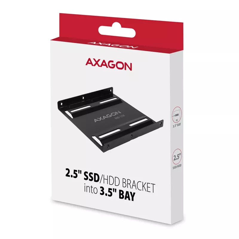 Montažinis rėmelis Axagon RHD-125B 1x 2,5 colio diskui į 3,5 colio lizdą – juodas metalas