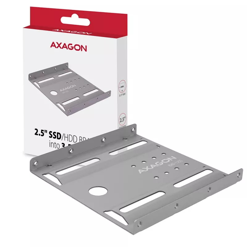 Axagon RHD-125S laikiklis 1x 2,5 colio HDD/SSD į 3,5 colio lizdą, metalinis, pilkas