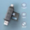 Axagon CRE-DAC USB-C + USB-A 5 Gbps MINI 2 lizdų SD/microSD kortelių skaitytuvas USB 3.0 Type-A/Type-C pilka